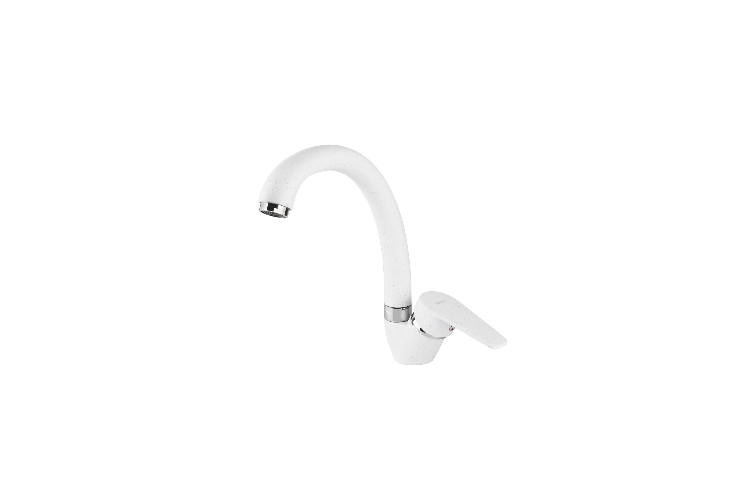 Смеситель VIKO  V-3044 для кухни, белый матовый, излив поворотный, цинковый сплав