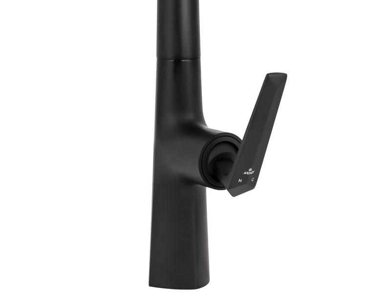 Смеситель KAISER Strike 09066-2 для кухни, чёрный матовый, излив поворотный, выдвижной, латунь