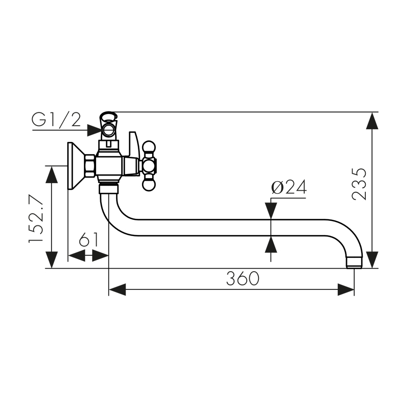 Смеситель KAISER Carlson Lux ванна крест керамика (картридж/переключатель)