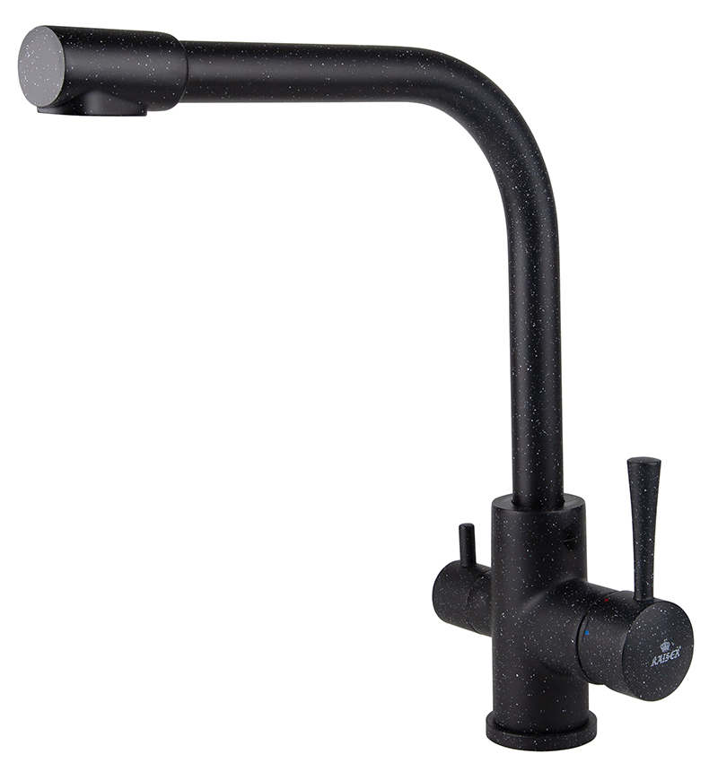 Смеситель KAISER Merkur 26044-12 для кухни с подачей фильтрованной воды, чёрный мрамор, излив поворо