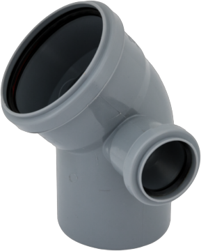 КОЛЕНО D=110 х45° с отводом 50 правое ПП Pro Aqua