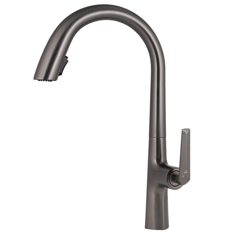 Смеситель KAISER Strike 09066-15 для кухни, воронёная сталь, излив поворотный, выдвижной, латунь