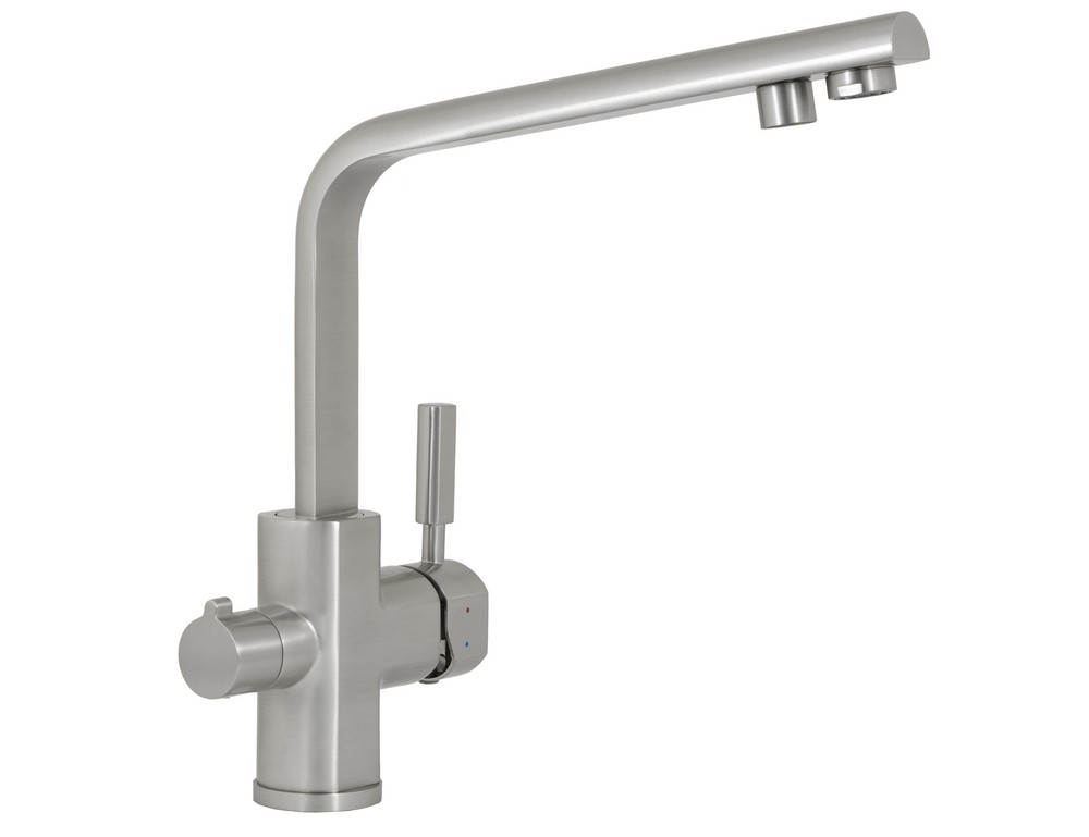 Смеситель KAISER Decor 40144-5 для кухни с подачей фильтрованной воды, серебро, излив поворотный, ла