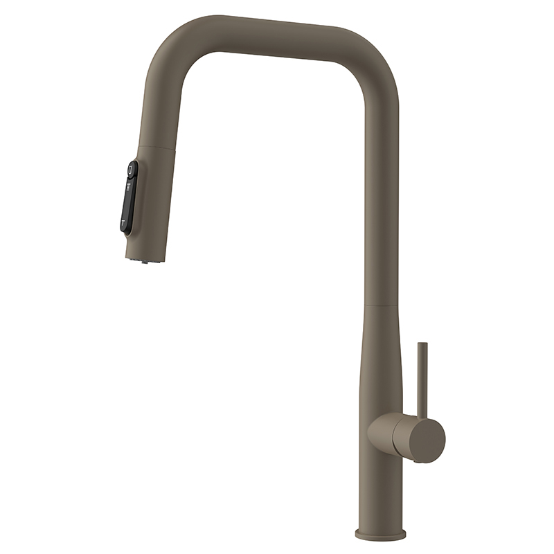 Смеситель KAISER Vita для кухни с вытяжной лейкой, под фильтр, Ø25 /Нержавейка /Холодный бежевый