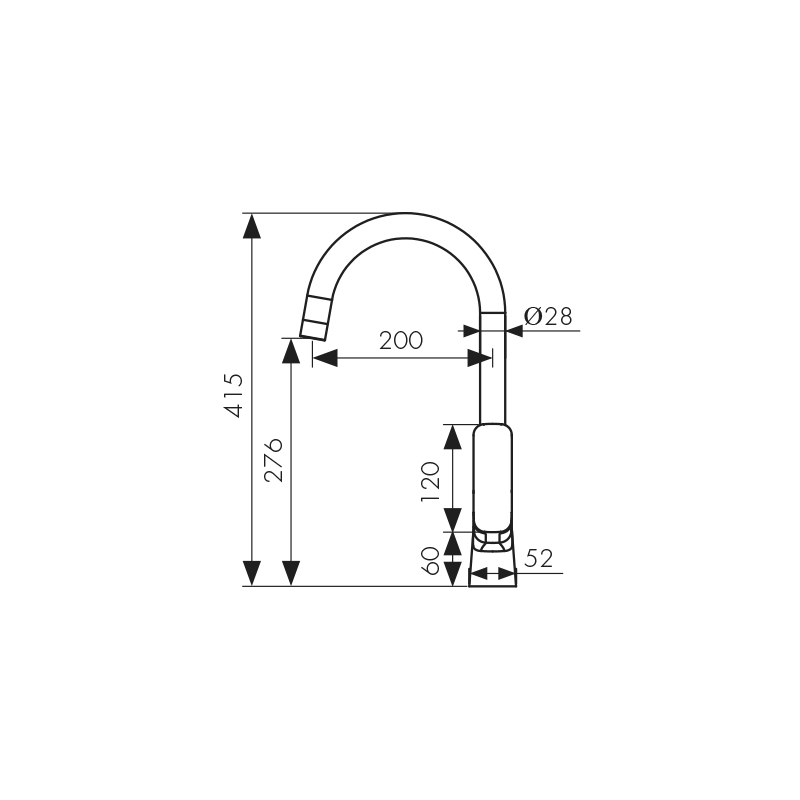 Смеситель KAISER Clever 76144 для кухни, хром, излив поворотный, латунь