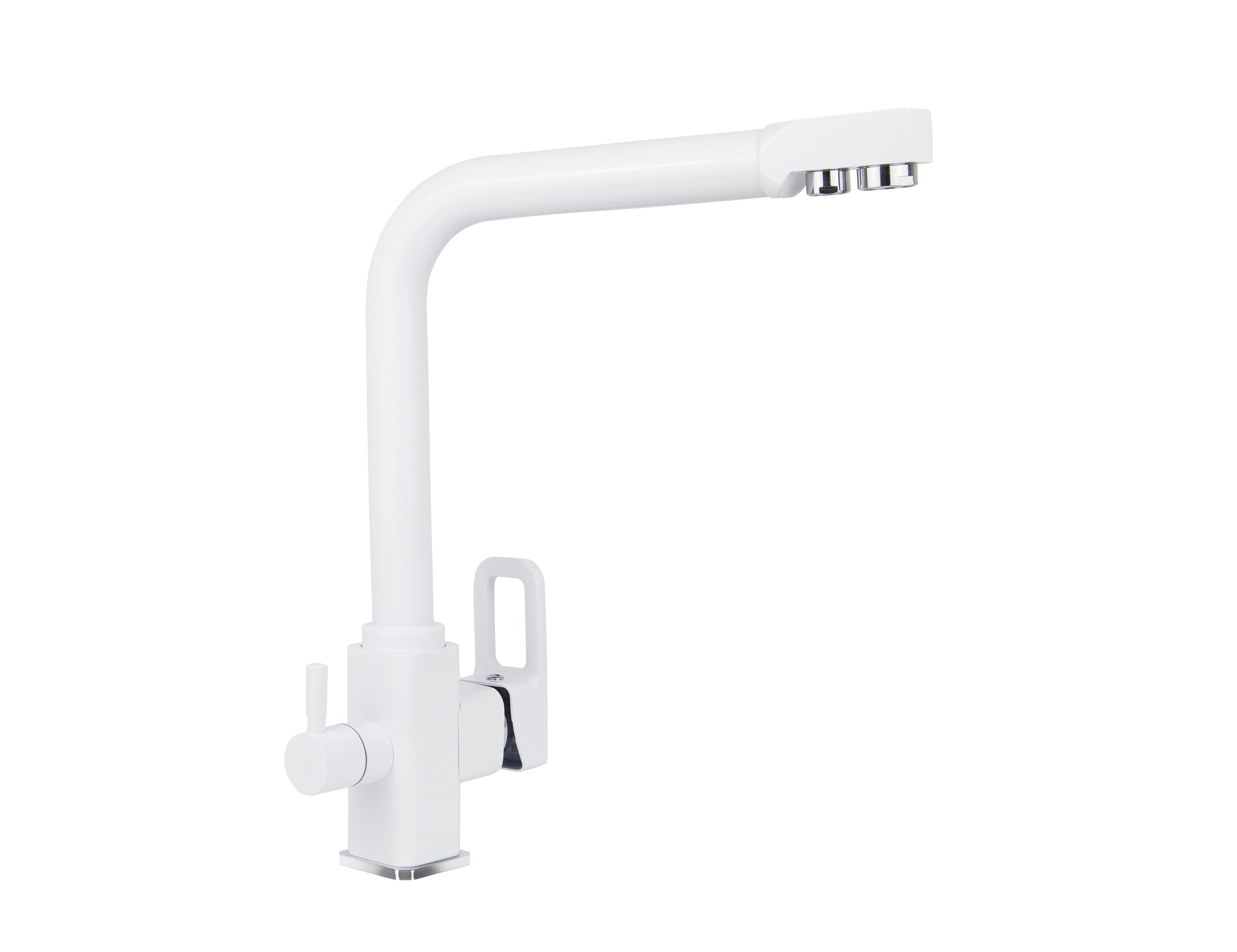 Смеситель VIKO  V-5704 для кухни, белый матовый, излив поворотный, латунь