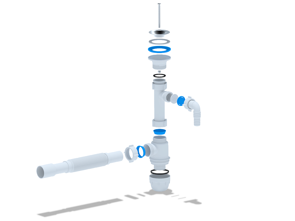 Сифон с носиком Ани 1-1/4" х 32 "Юнг" с гофрой 32*32/40 