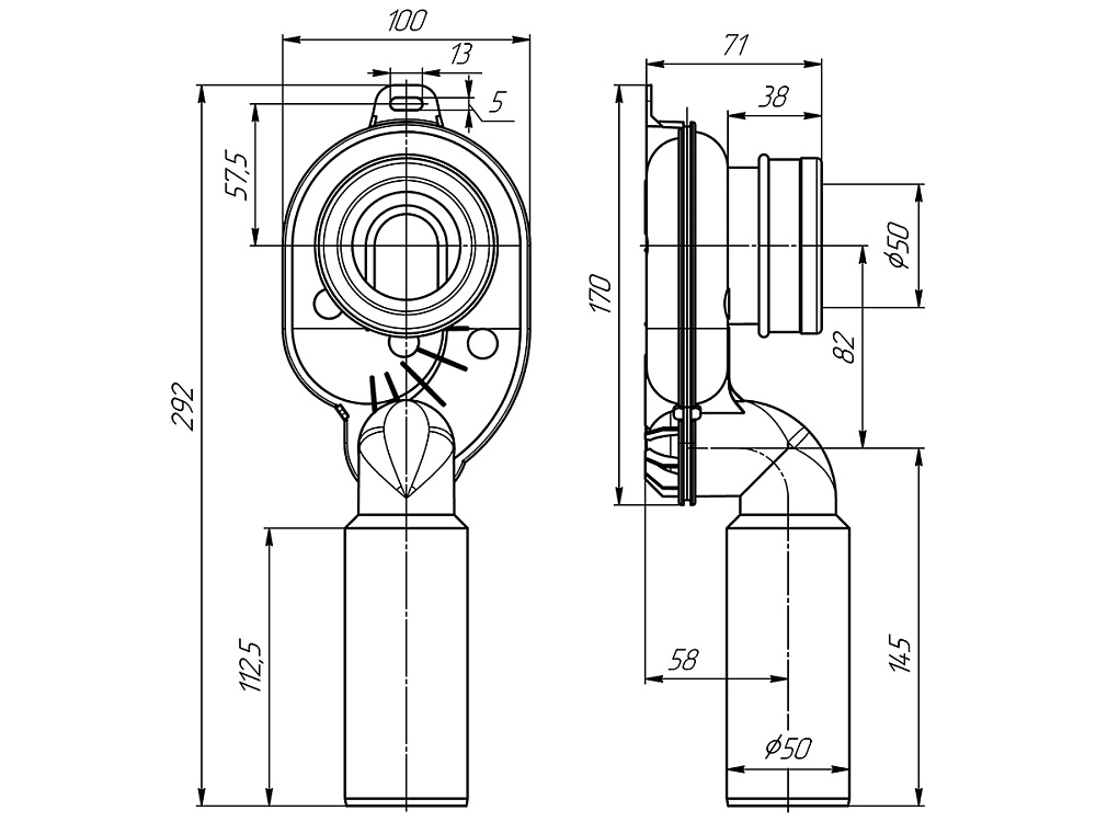 Сифон Ани для писсуара с вертикальн  выходом D-50мм