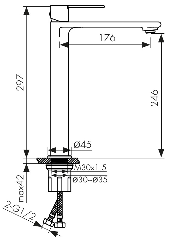 Смеситель KAISER Serio 05411-3 для раковины, латунь, шлифованное золото