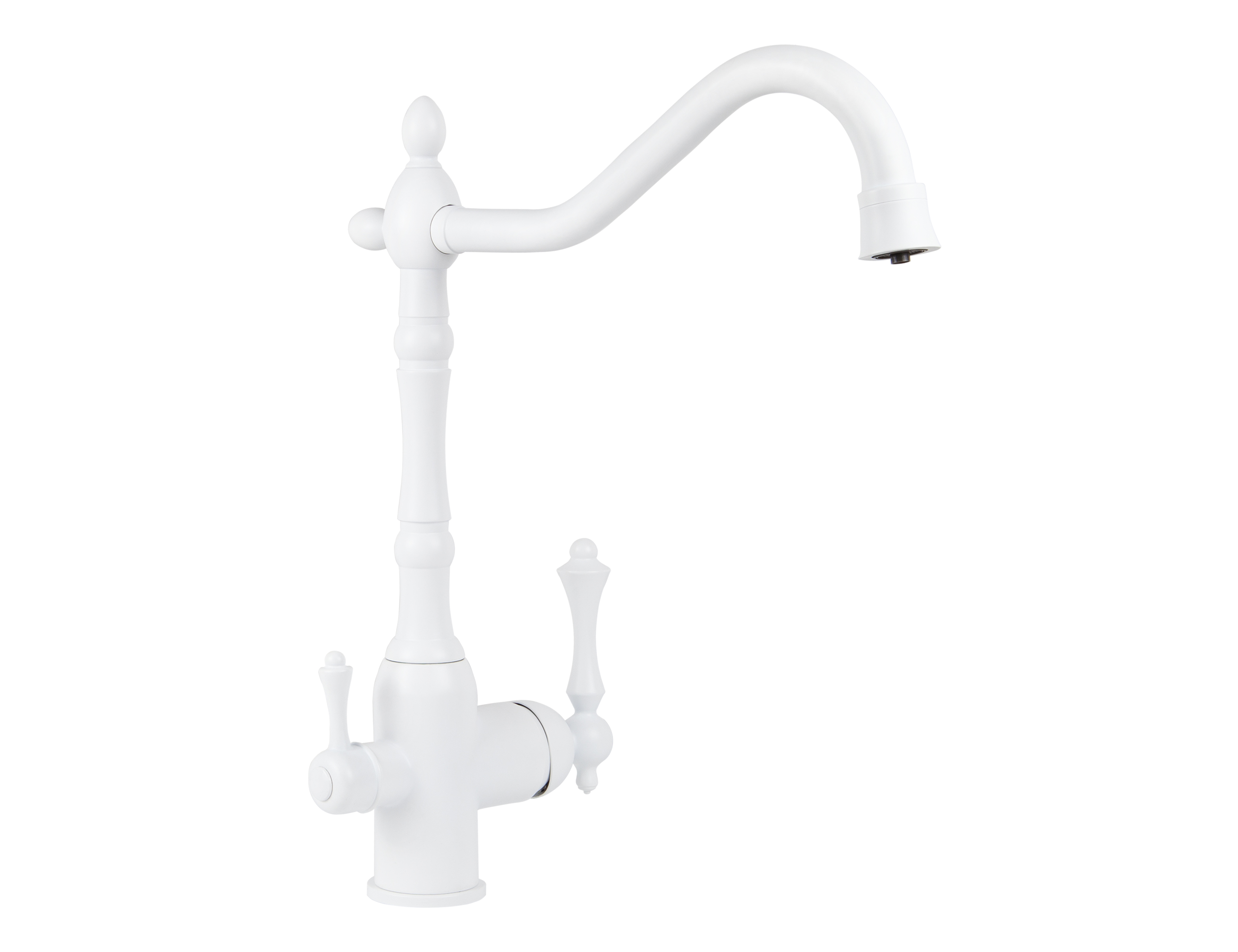 Смеситель VIKO  V-5344 для кухни, белый матовый, излив поворотный, латунь