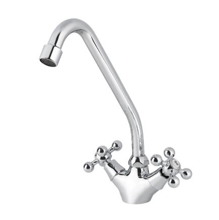 Смеситель VIKO кухня крест керамика /изогнутый нос