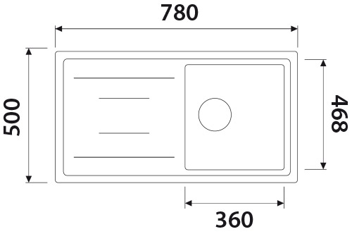 Мойка-Гранит "KAISER" 780x500x190 черный-мрамор