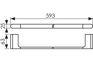 Держатель полотенца(прямой) L600mm KAISER черный (нерж)