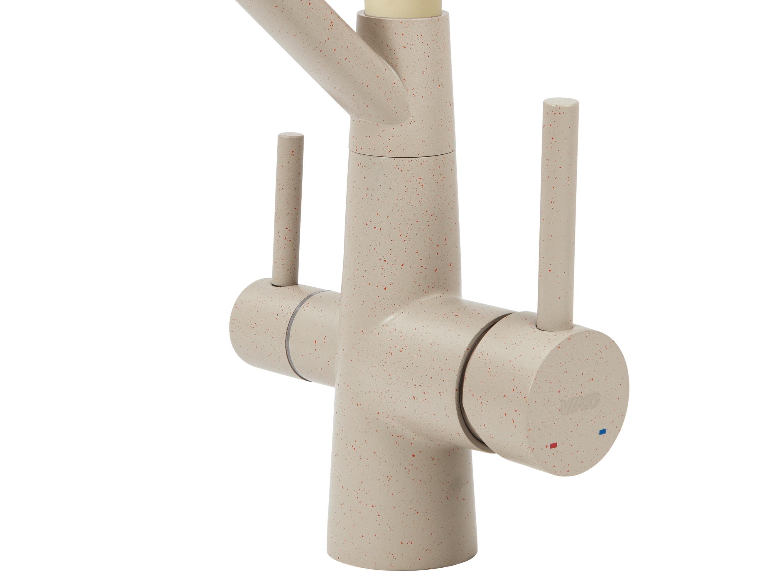 Смеситель VIKO  V-5811 для кухни, бежевый мрамор, излив поворотный, нержавеющая сталь