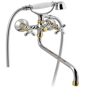 смес. VIDIMA "Ретро" ванна-телефон керамика (хром/золото) 320мм