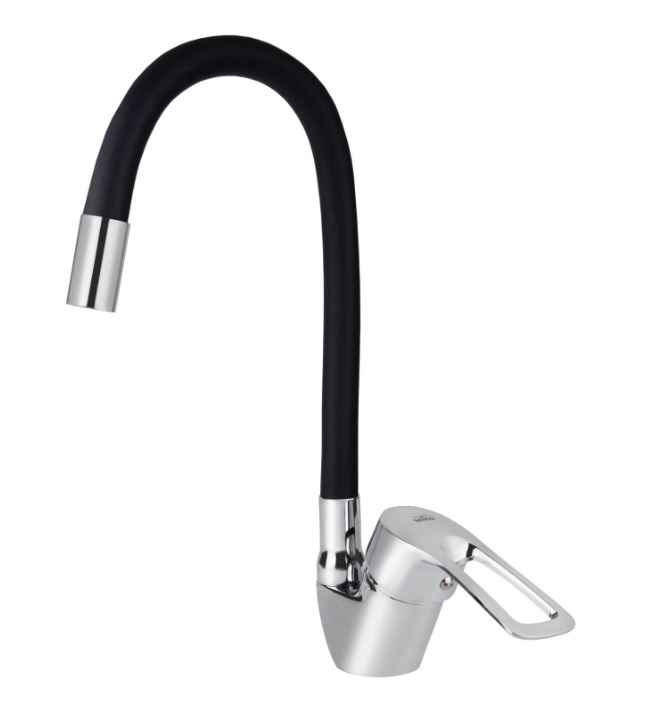 Смеситель VIKO кухня боковой с черным гибким изливом Ø40 с гайкой