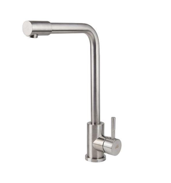 Смеситель VIKO кухня боковой Ø35 с гайкой (нерж. сталь)/серебро