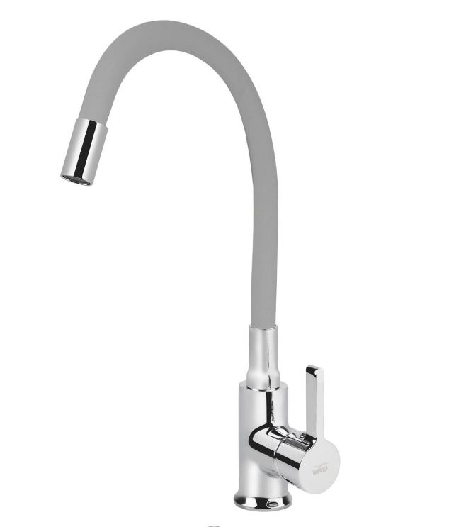 Смеситель VIKO кухня боковой с серым гибким изливом Ø35 с гайкой, хром