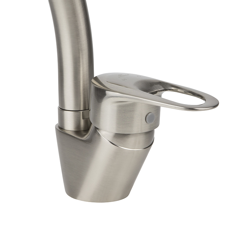 Смеситель KAISER City 21544 для кухни, серебро, излив поворотный, латунь