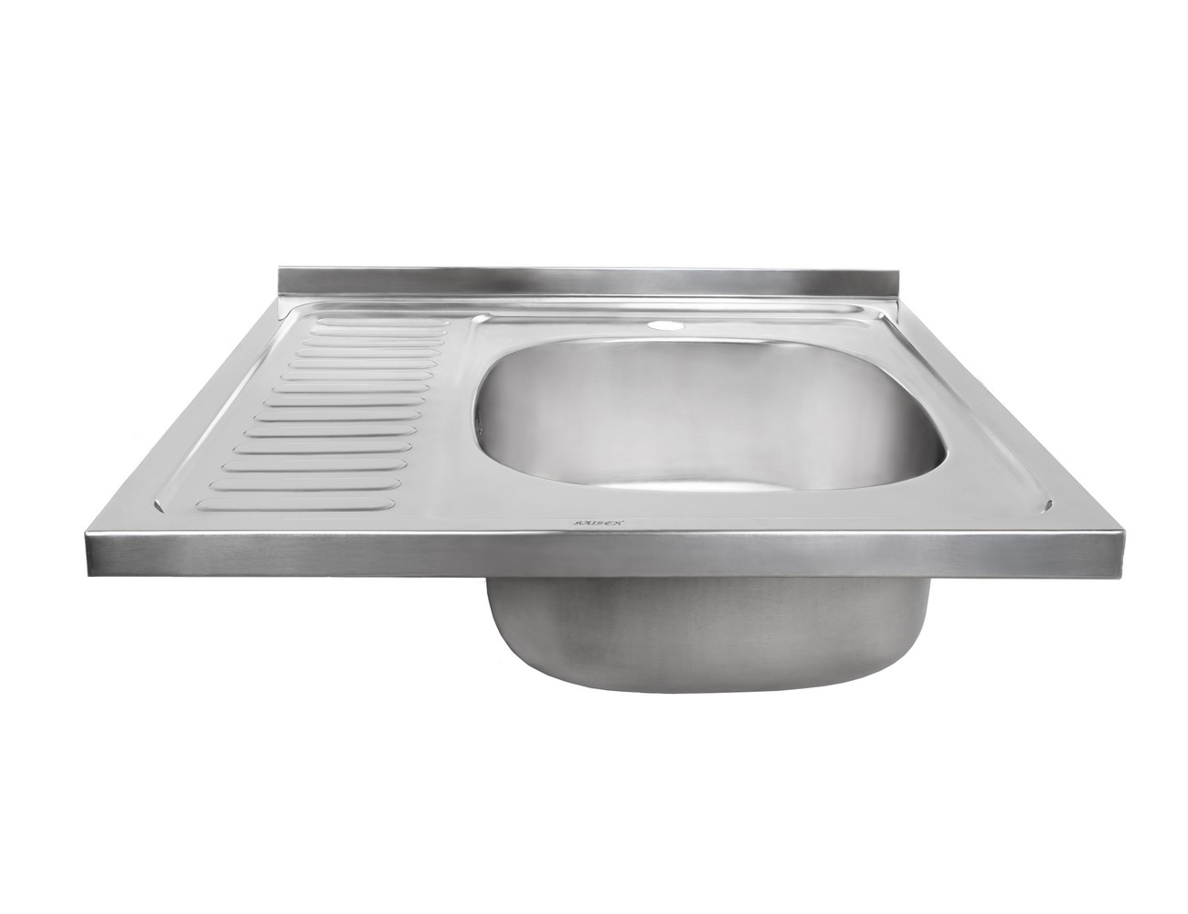 Мойка из нержавейки "KAISER" накладная 600x600*180*0.8mm хром правая/сифон