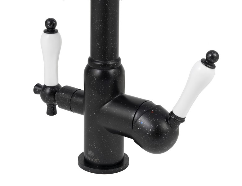 Смеситель KAISER Vincent 31144-2 для кухни с подачей фильтрованной воды, чёрный мрамор, излив поворо