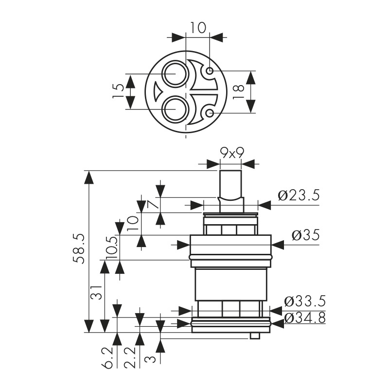 Картридж KАISER Ø35 SEDAL для смесителя 74011/74111/74088