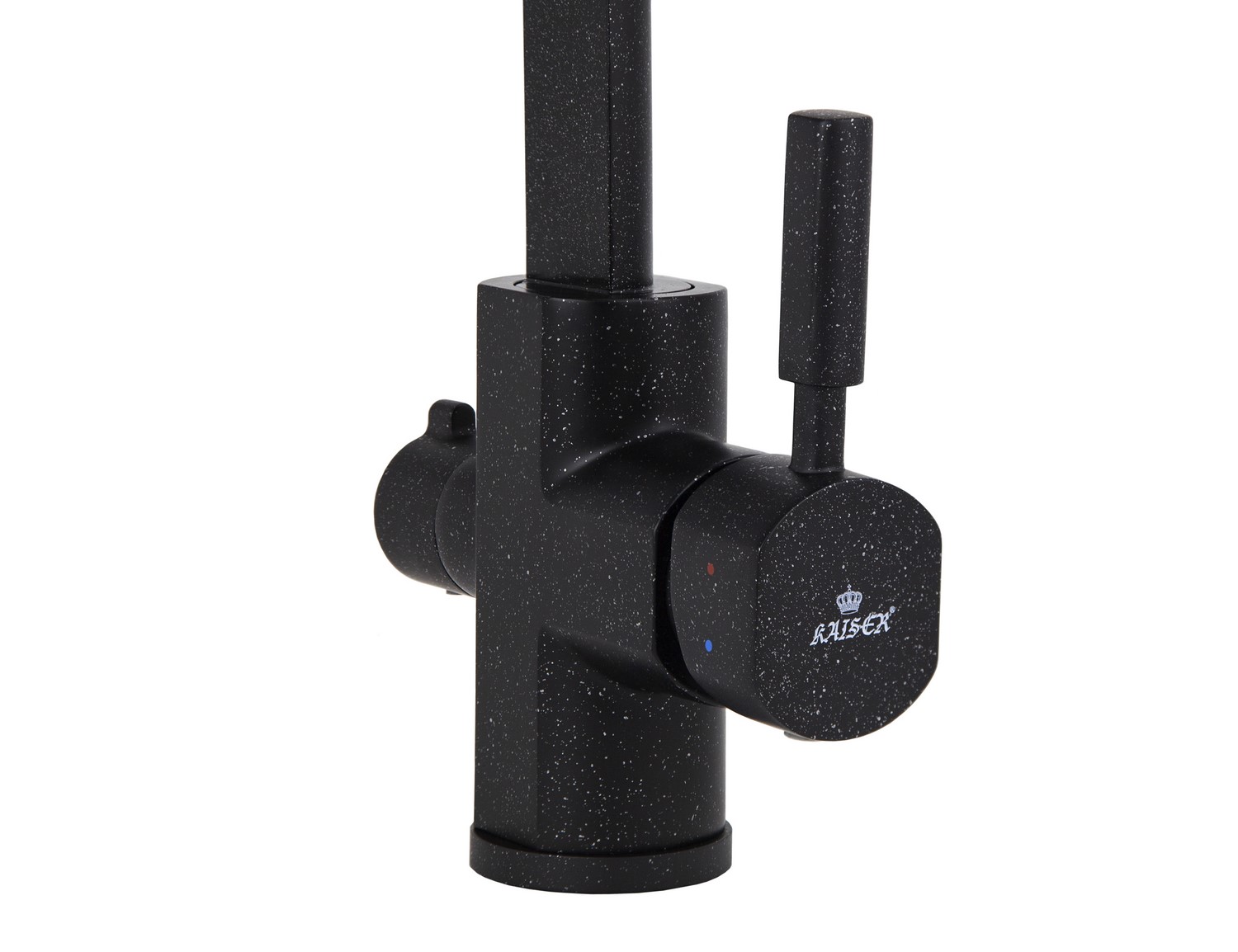 Смеситель KAISER Decor 40144-2 для кухни с подачей фильтрованной воды, чёрный мрамор, излив поворотн