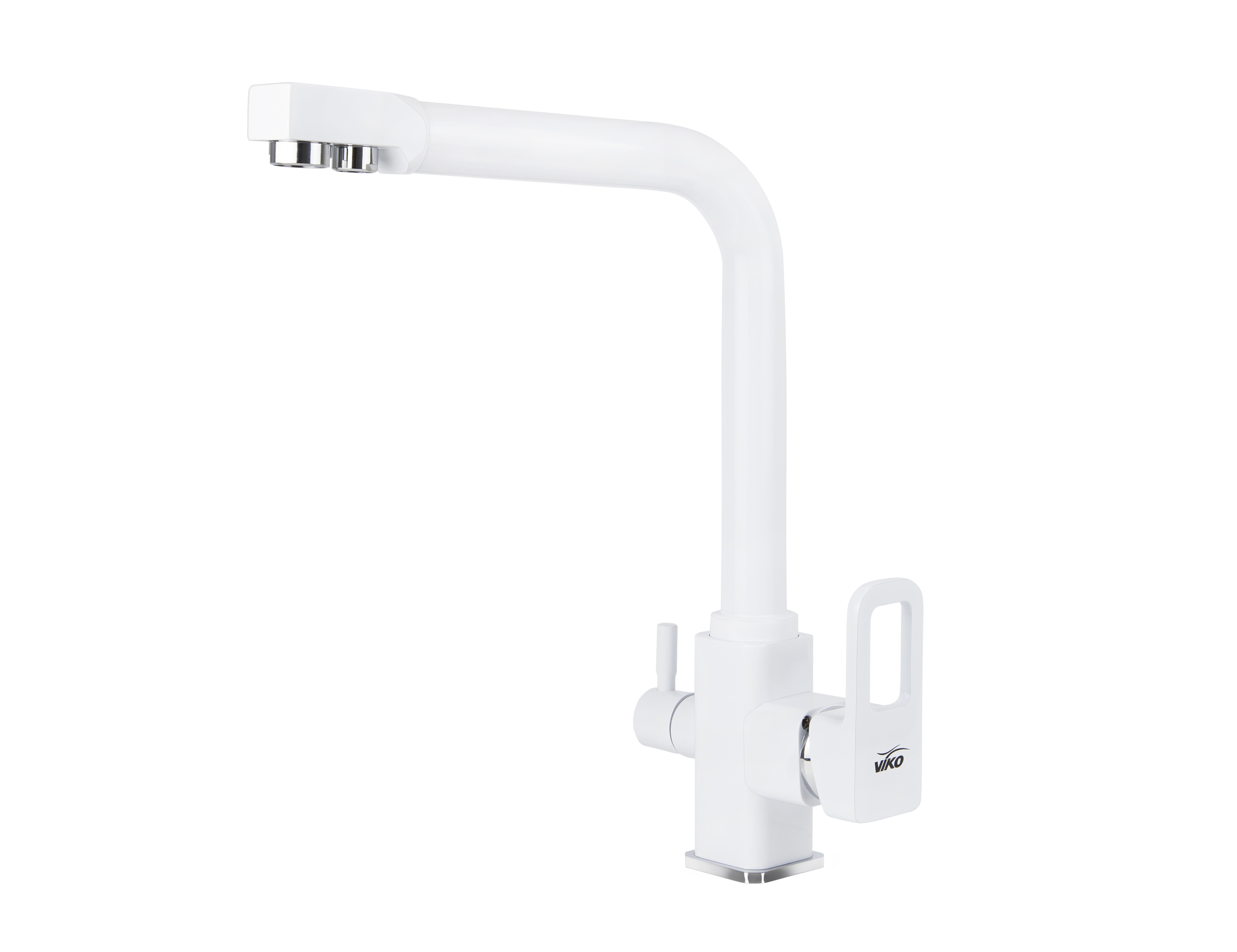 Смеситель VIKO  V-5704 для кухни, белый матовый, излив поворотный, латунь