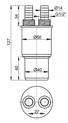 Адаптер д/подключения слива с 2-мя прямыми отводами 50/40мм / Alca PLAST