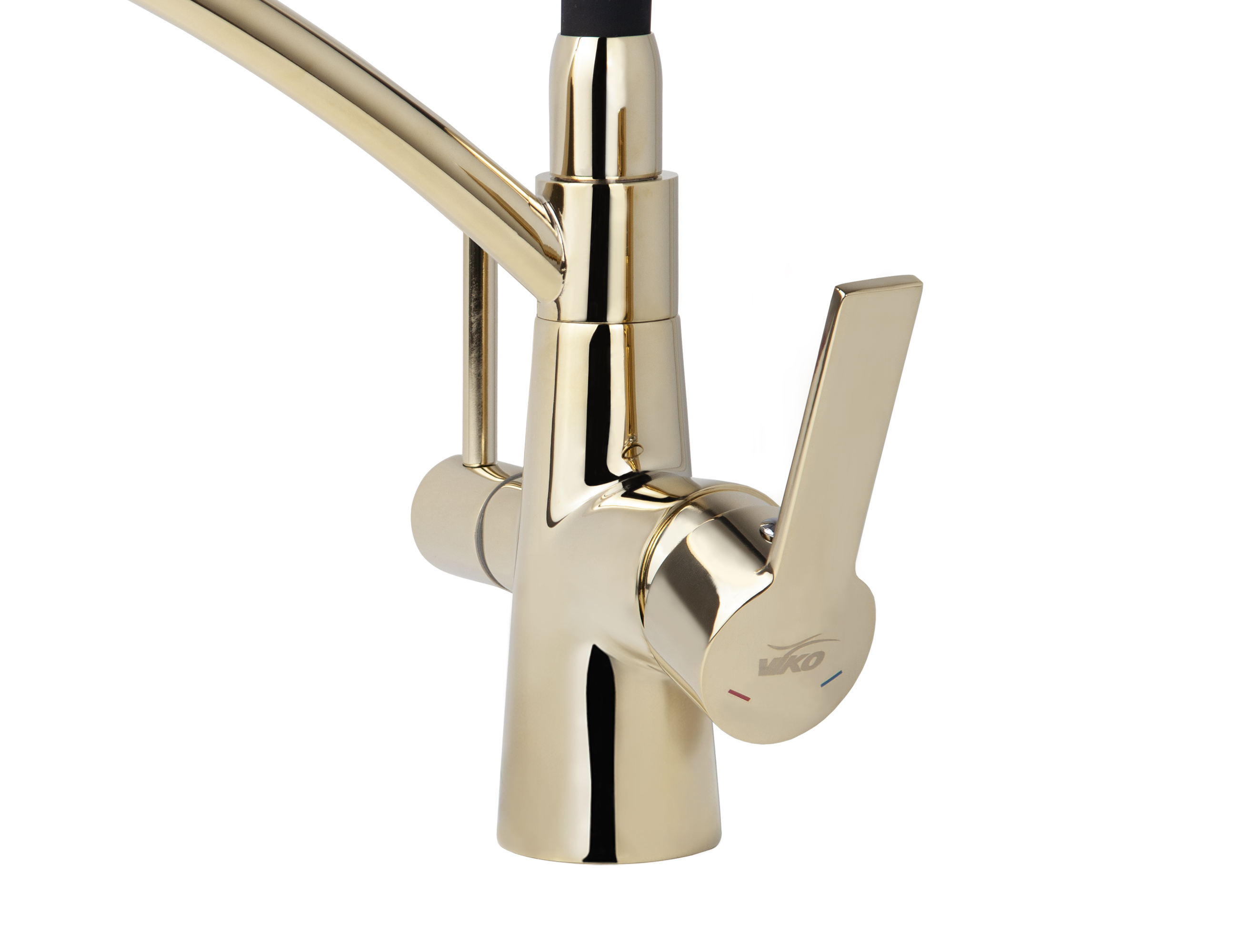 Смеситель VIKO  V-5523 для кухни, золото, излив гибкий, поворотный, под фильтр, латунь