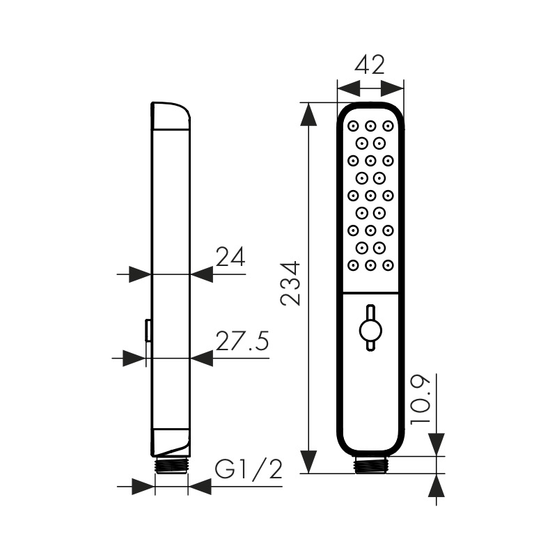 Душевая лейка KAISER 4-х режимная, 223х42х24мм, в коробке /Пластик/Хром