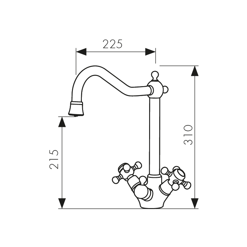 Смеситель KAISER Carlson Style 44333 для кухни с подачей фильтрованной воды, хром, излив поворотный,
