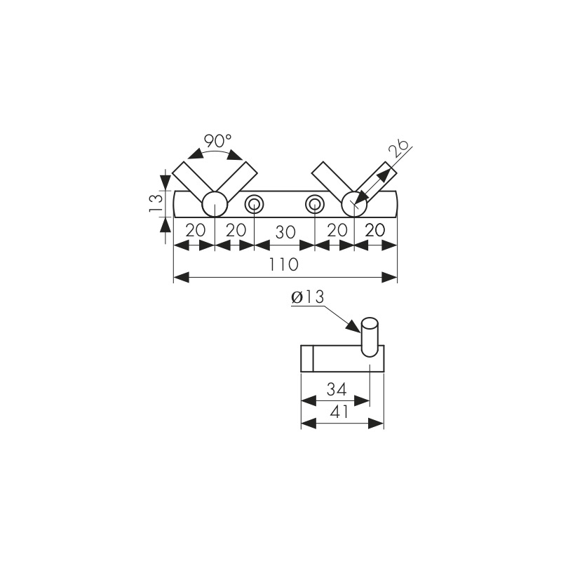 Планка KAISER с 2-мя V-крючками