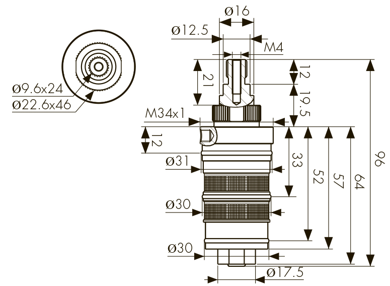 Термостатический картридж KAISER для смес. 01182, 07182, 07177 