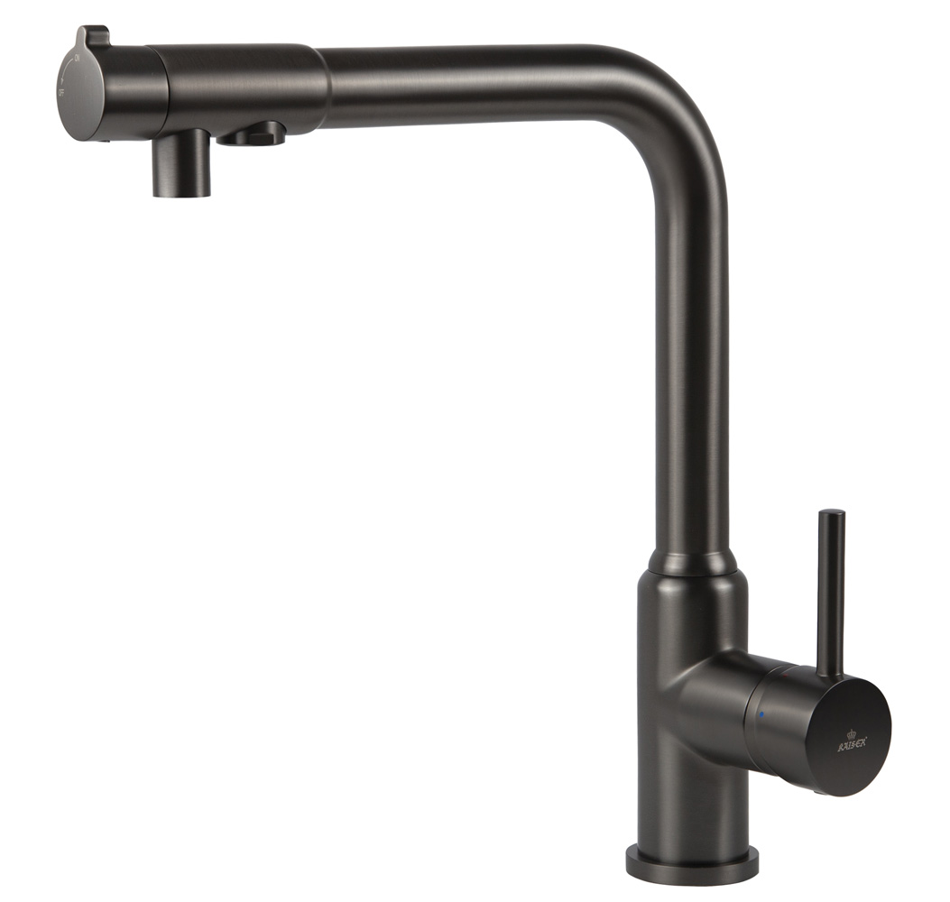 Смеситель KAISER Teka 13044-15 для кухни с подачей фильтрованной воды, воронёная сталь, излив поворо