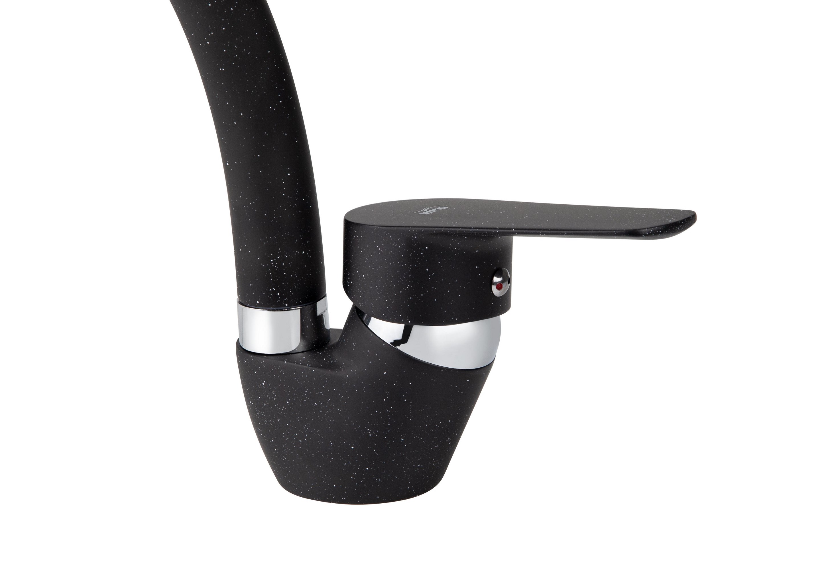 Смеситель VIKO  V-4524 для кухни, чёрный мрамор, излив поворотный, цинковый сплав