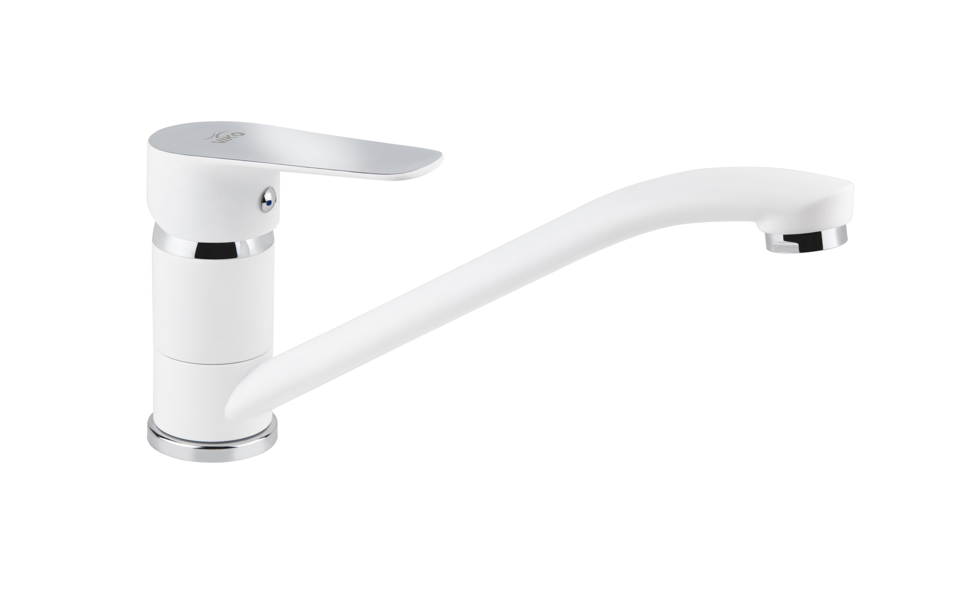 Смеситель VIKO  V-4143 для кухни, белый, хром, излив поворотный, цинковый сплав