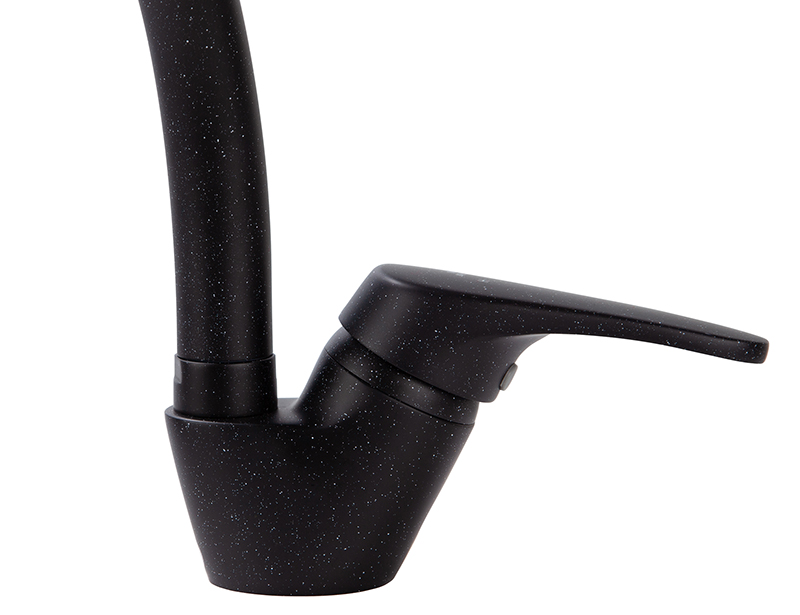 Смеситель KAISER County 55244-3 для кухни, чёрный мрамор, излив поворотный, латунь