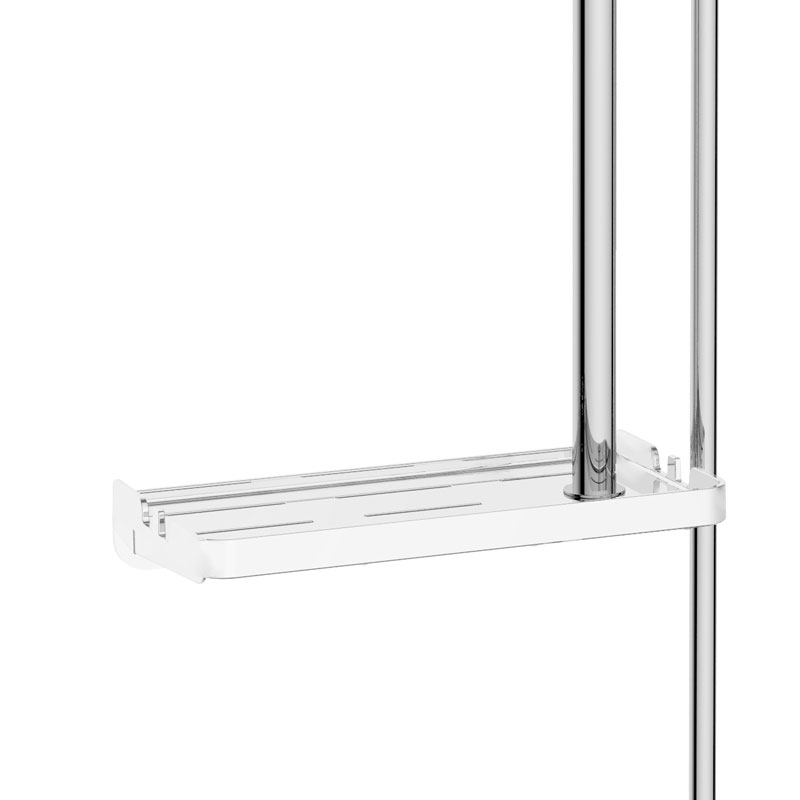 Душевой гарнитур KAISER с душем 4-jet, Ø19х700, полка(пластик/белая/240х120х16мм) /Нержавейка/Хром