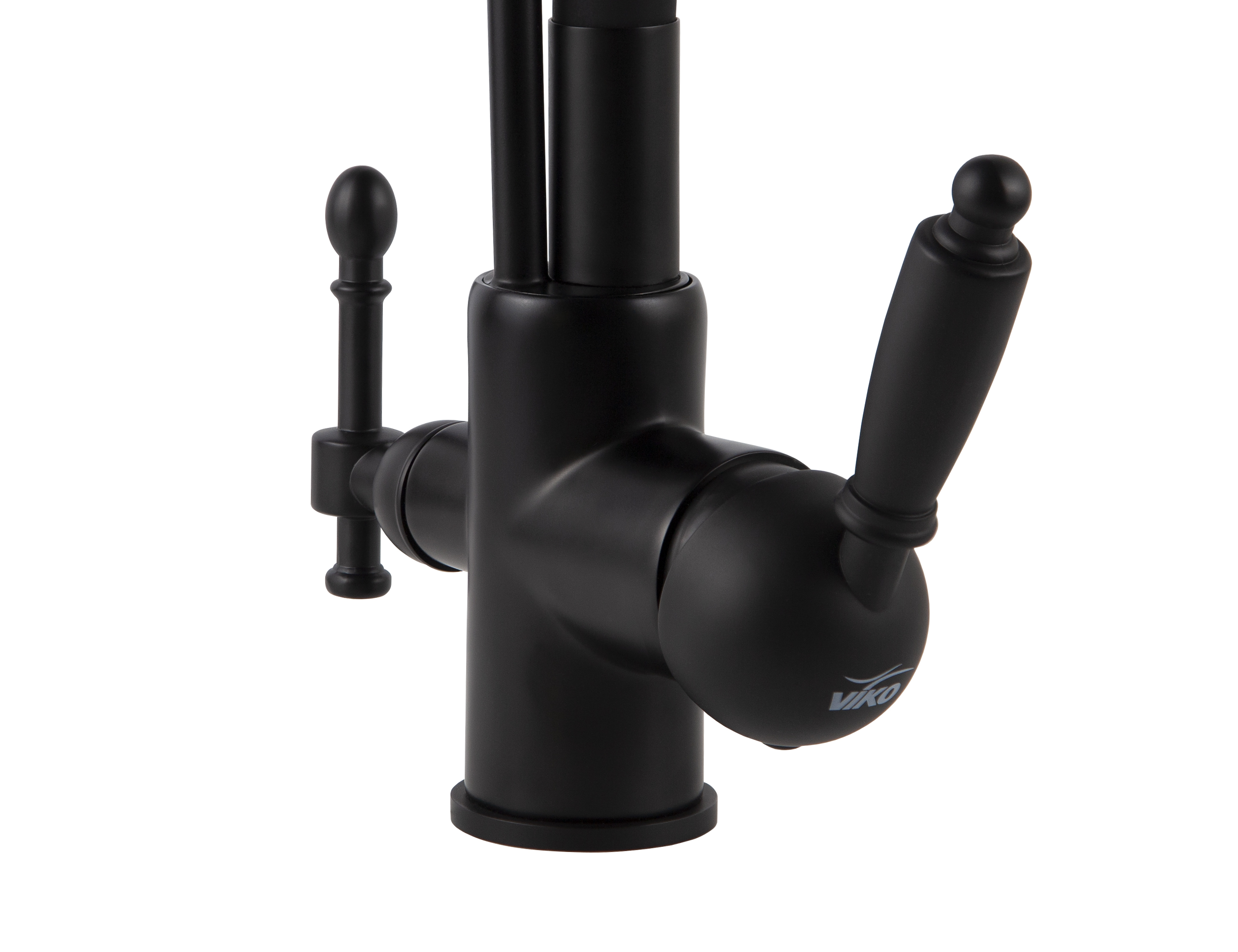 Смеситель VIKO  V-5612 , чёрный, излив гибкий, поворотный, под фильтр, латунь