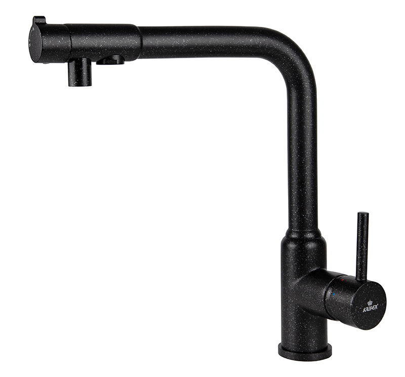 Смеситель KAISER Teka 13044-2 для кухни с подачей фильтрованной воды, чёрный мрамор, излив поворотны