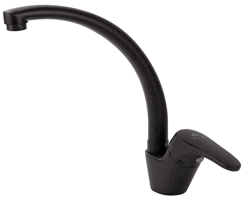 Смеситель KAISER County 55244-3 для кухни, чёрный мрамор, излив поворотный, латунь