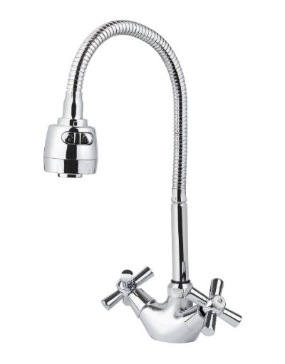 Смеситель VIKO кухня крест керамика с гибким изливом