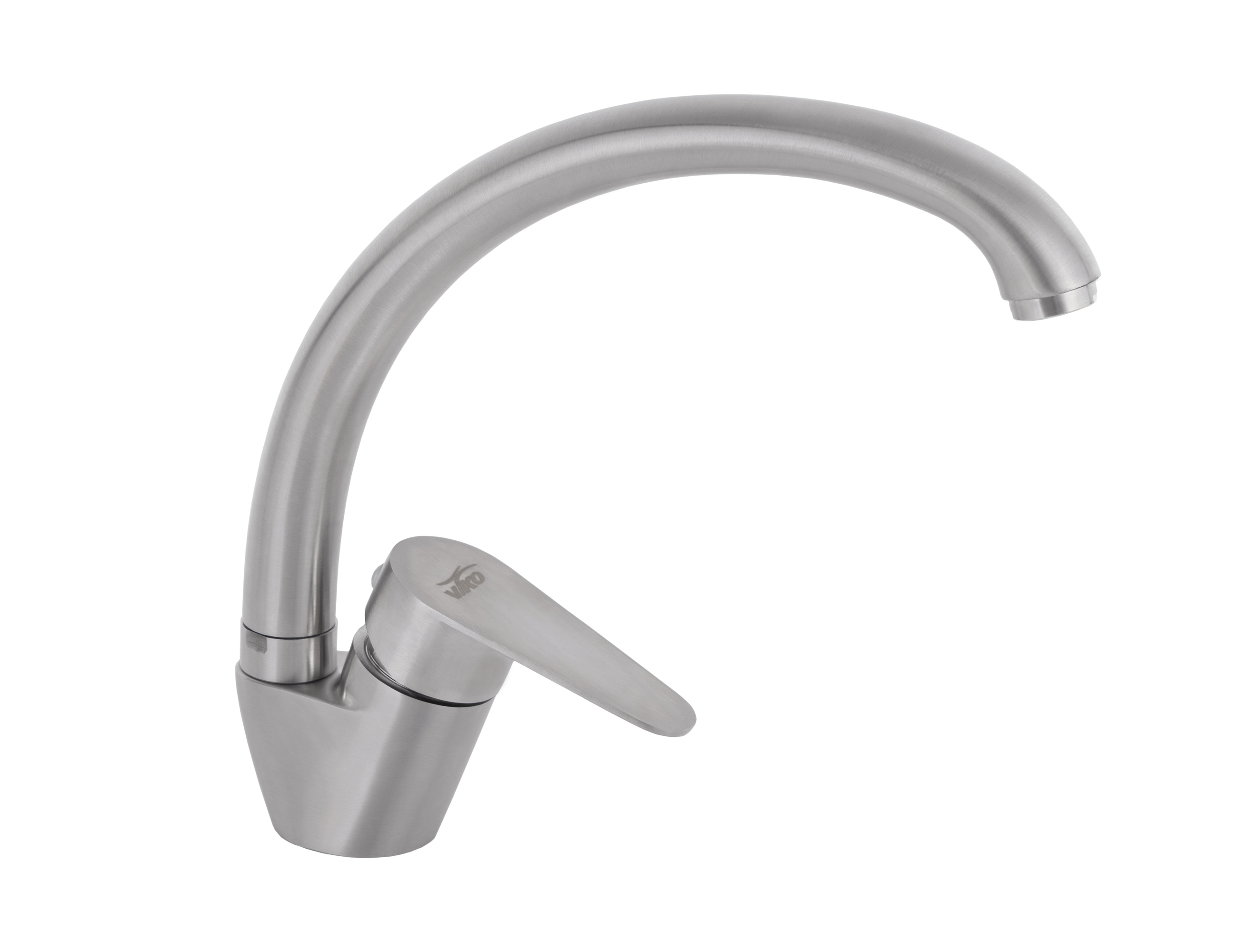 Смеситель VIKO  V-4654 для кухни, серебро, излив поворотный, нержавеющая сталь