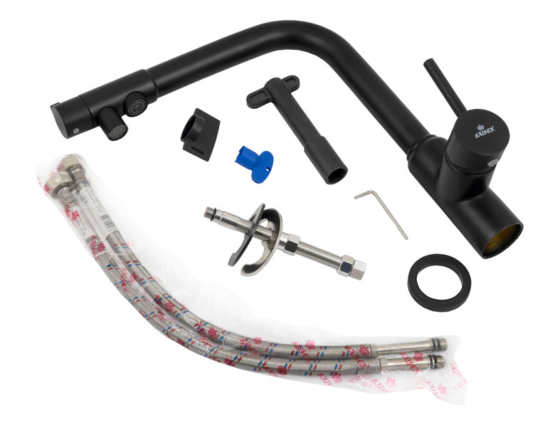 Смеситель KAISER Teka 13044-9 для кухни с подачей фильтрованной воды, чёрный матовый, излив поворотн