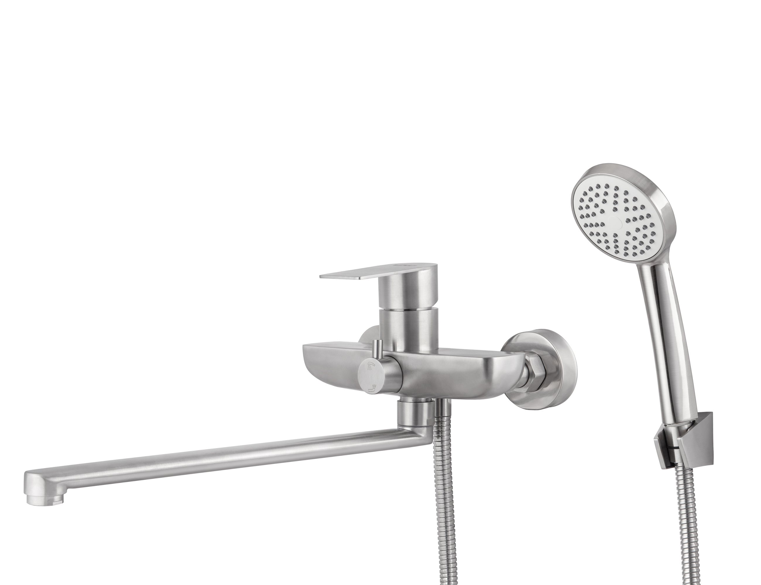 Смеситель VIKO  V-7755 для ванны и душа, нержавеющая сталь, серебро, поворотный