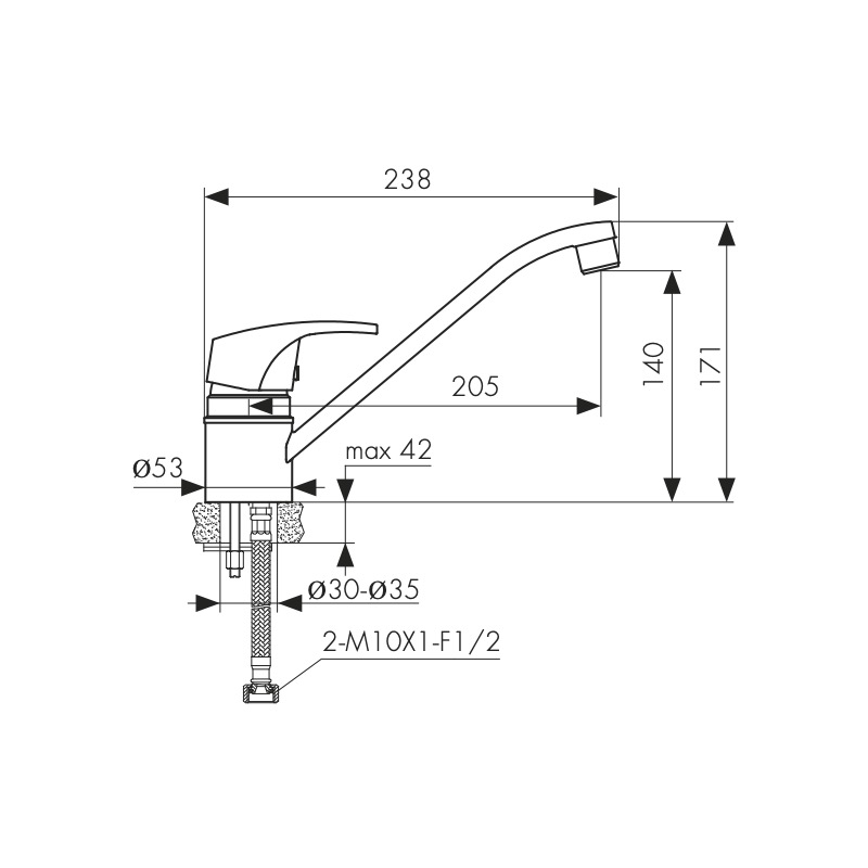 Смеситель KAISER Leon 19300 для кухни, хром, излив поворотный, латунь