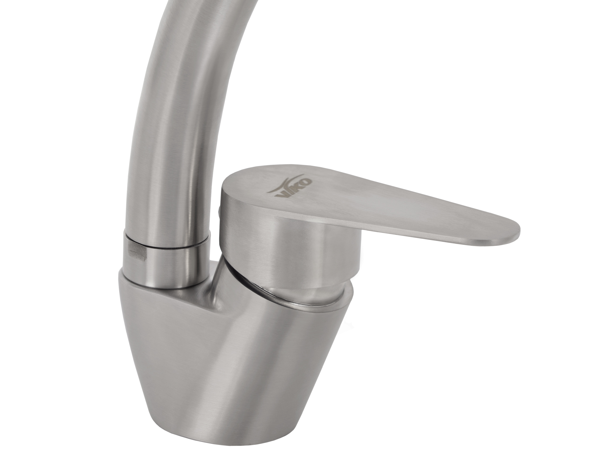 Смеситель VIKO  V-4654 для кухни, серебро, излив поворотный, нержавеющая сталь