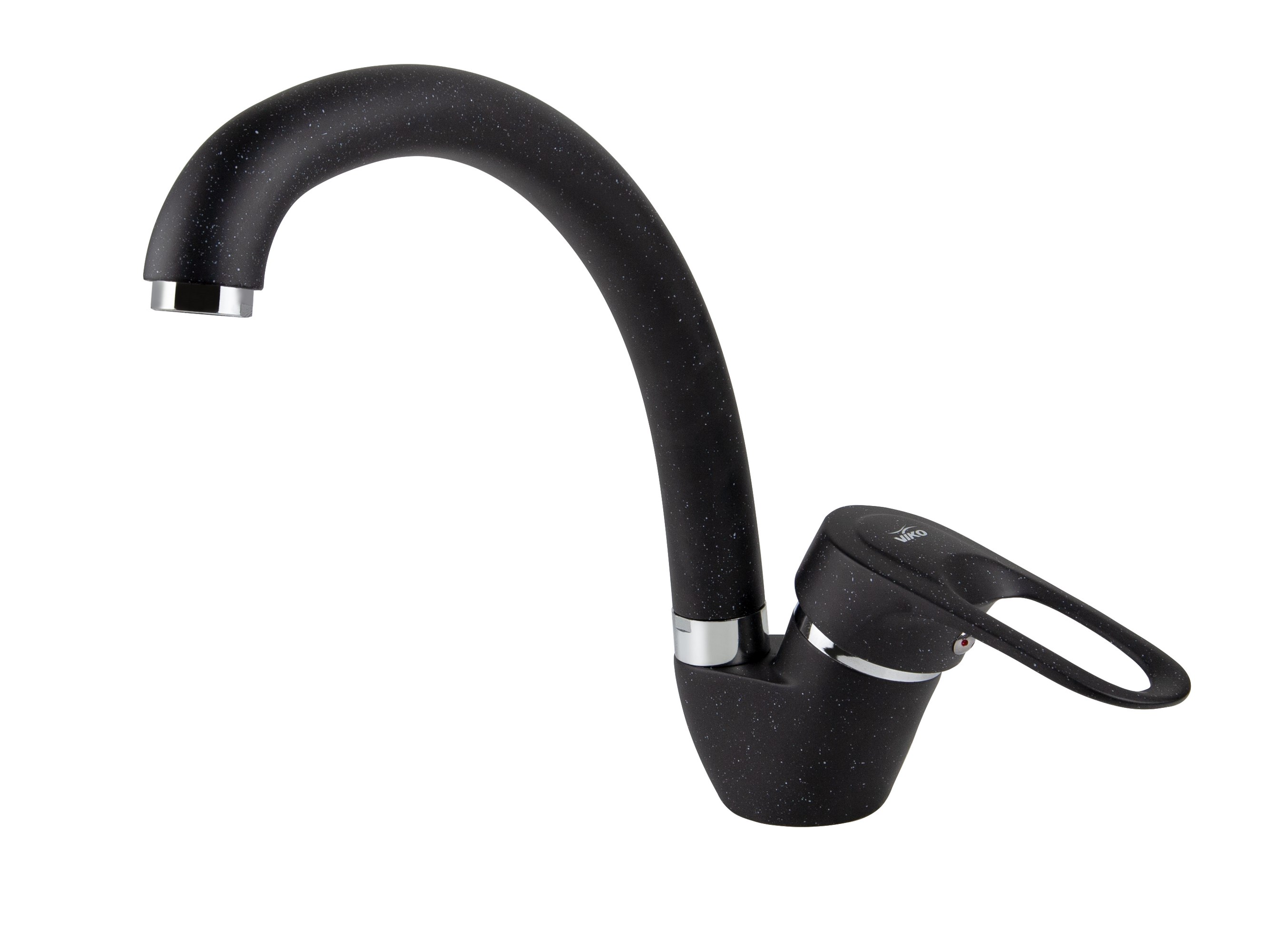 Смеситель VIKO  V-4224 для кухни, чёрный мрамор, излив поворотный, цинковый сплав