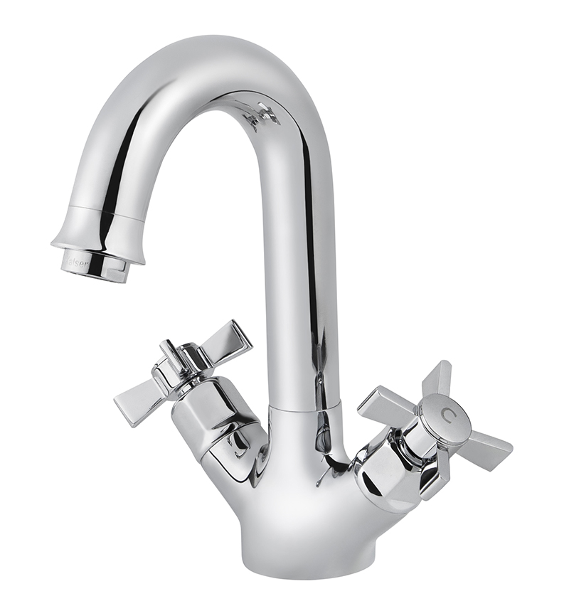 Смеситель KAISER Cross 41011 для раковины, керамика, хром